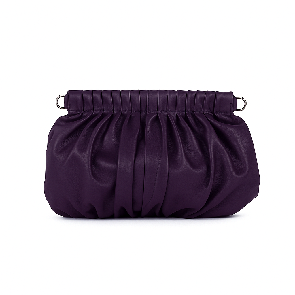 Purple clutch bag on a white background