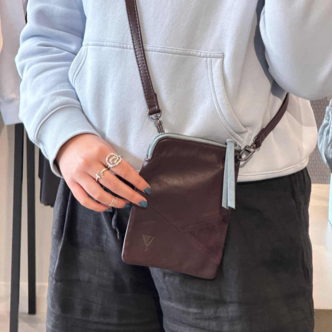 Doris Crossbody in Leather & Suede - Plum (re:deem)