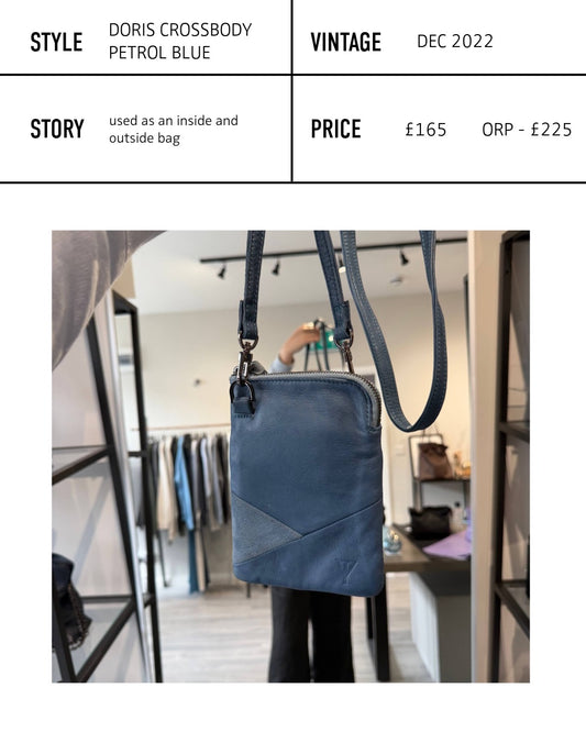 Doris Crossbody in Leather & Suede - Petrol (re:deem)